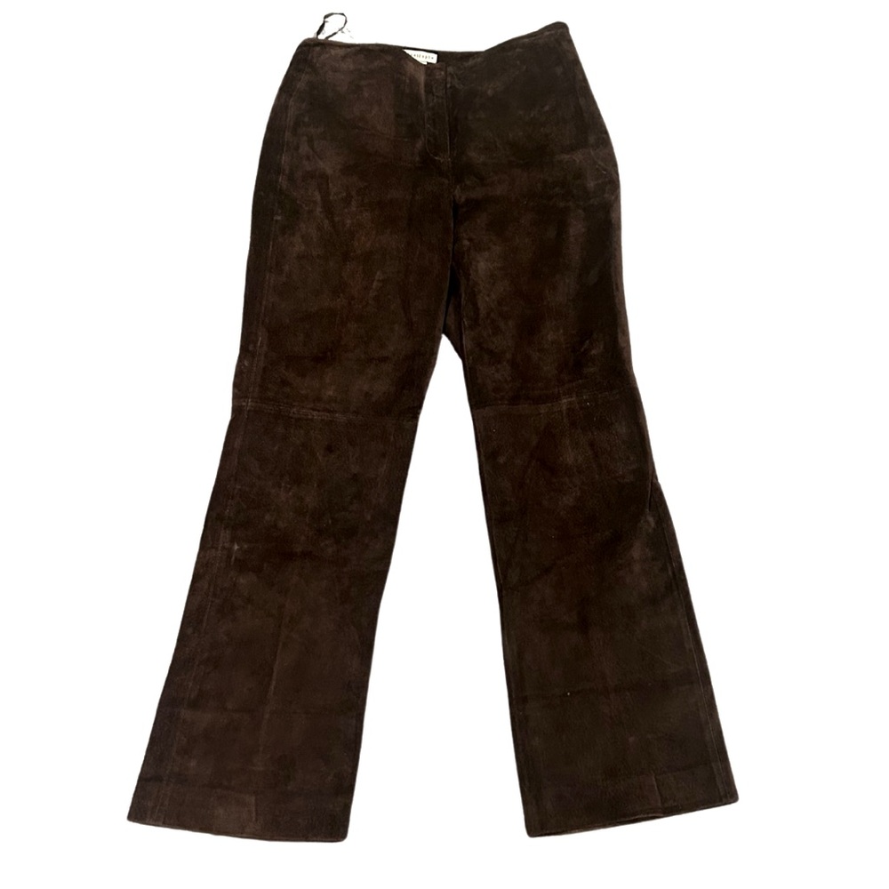 Y2K apostrophe Genuine Leather Suede Pants | Chocolate Brown | Size 4